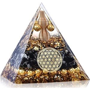 🆕 Handmade Orgone Pyramid, Obsidian, Crystal, Orgonite Healing Stones